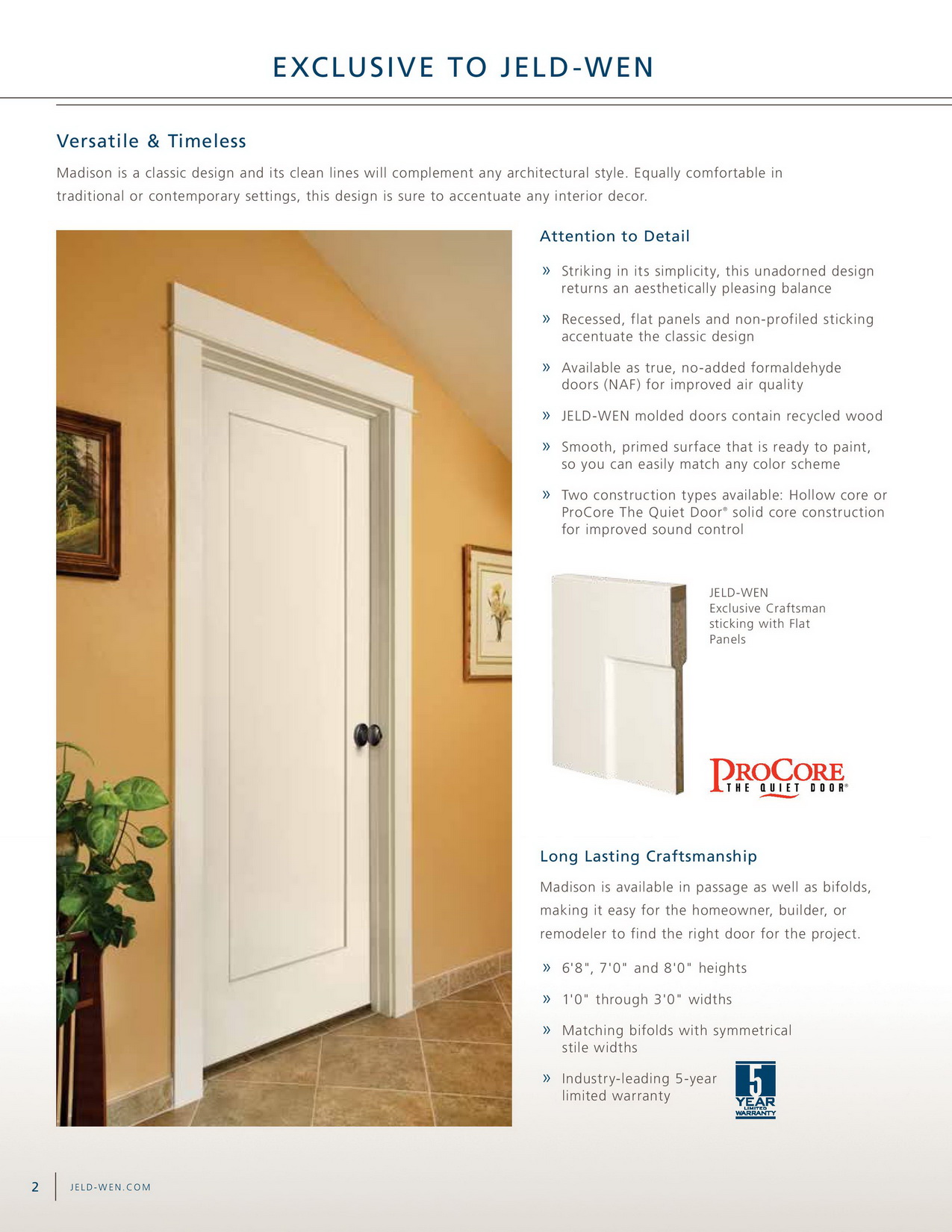 Jeld Wen Molded Interior Doors Madison Sell Sheet